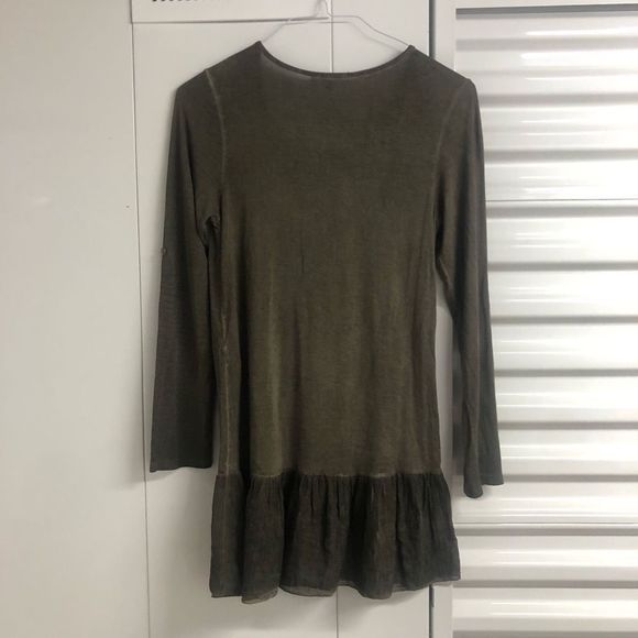Tempo Paris Olive Green Tunic Dress Size Medium - Picture 2 of 6
